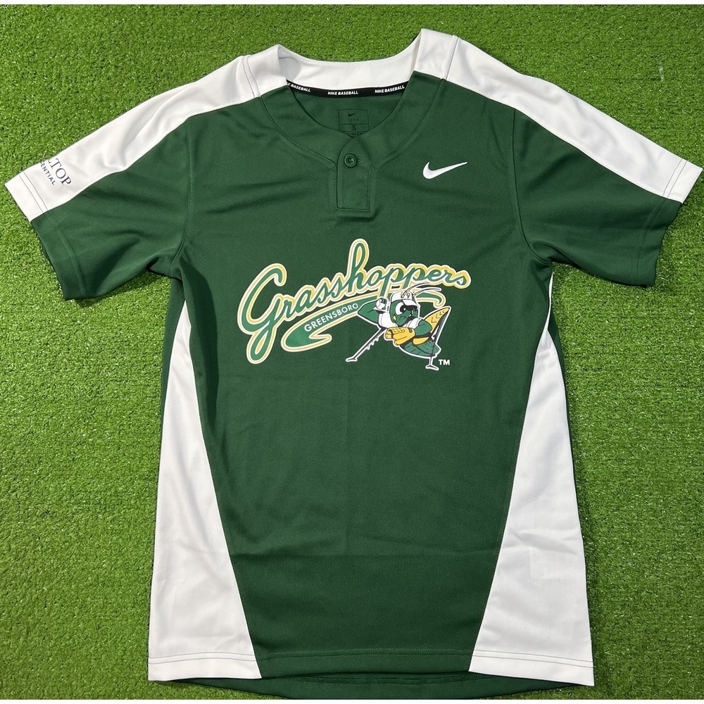 Greensboro Grasshoppers Nike Jersey SM Green Pullover Script Logo EUC #99